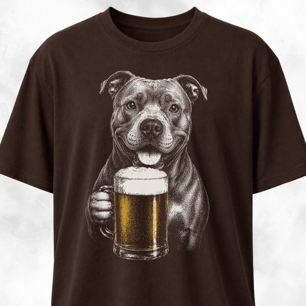 Pitbull Happily Sipping Beer T Shirt Gift For Dog Lover