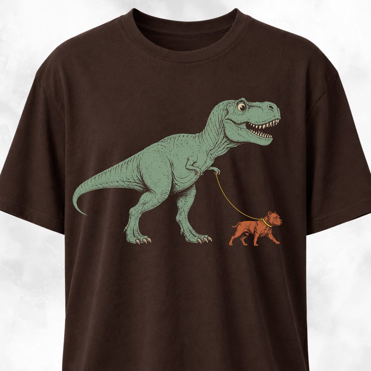 T Rex Walking A Pitbull T Shirt Gift For Dinosaur Lover