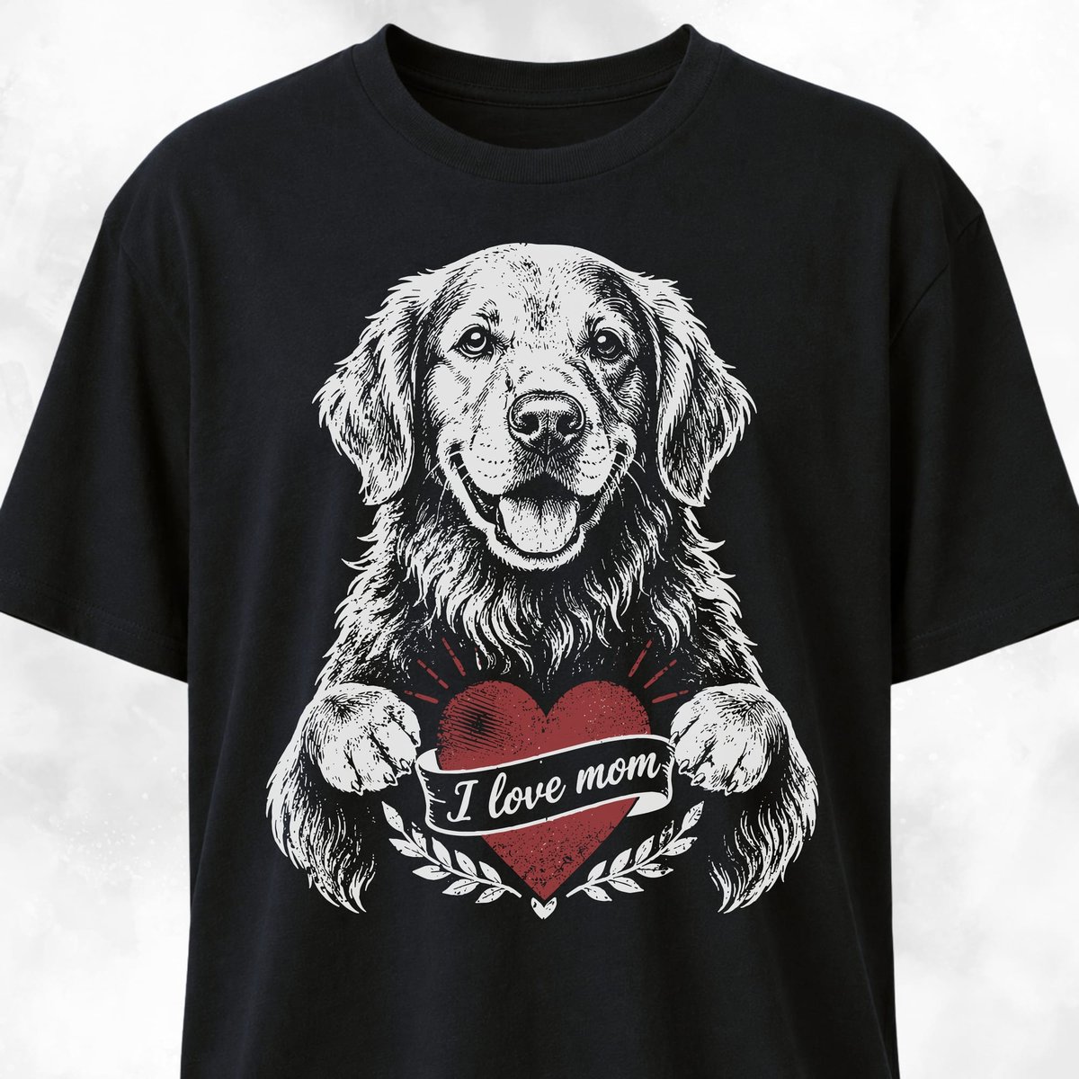 I Love Mom Golden Retriever T Shirt Gift For Mom