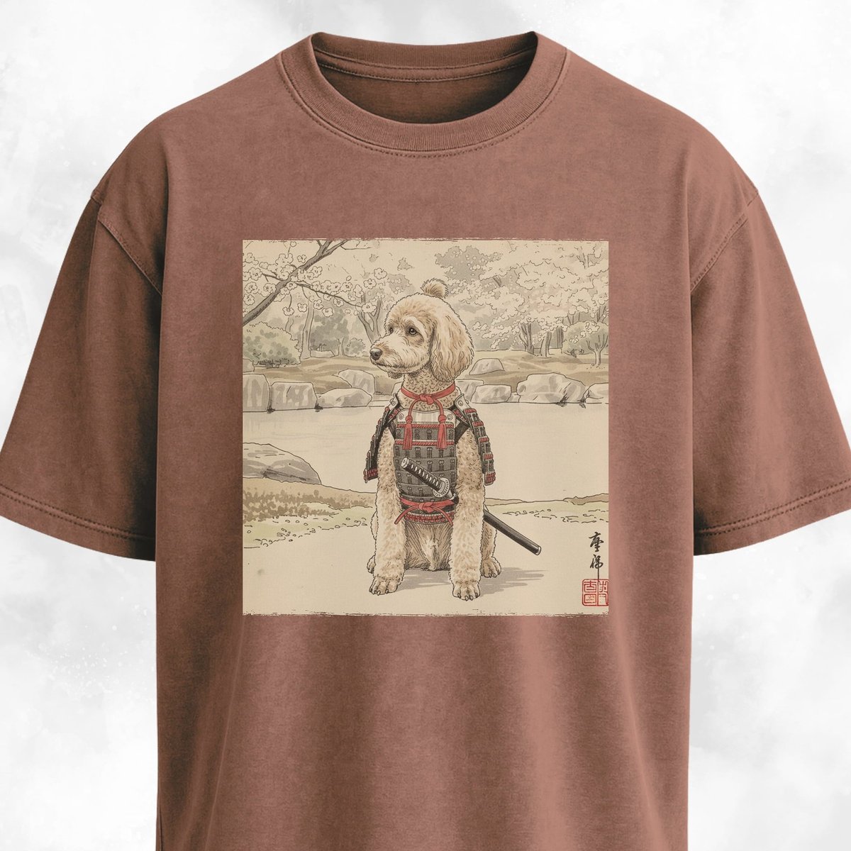 Japanese Samurai Poodle Graphic T Shirt Gift For Dog Lover