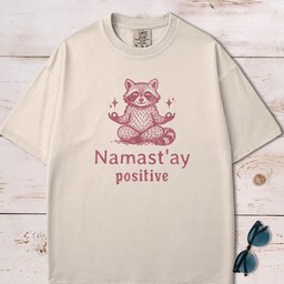 Namaste Stay Positive Raccoon Yoga Meditation T Shirt Gift For Dog Lover