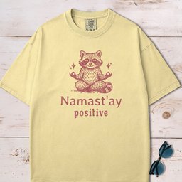 Namaste Stay Positive Raccoon Yoga Meditation T Shirt Gift For Dog Lover