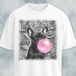 Pink Bubble Gum Black Frenchie T Shirt Gift For Dog Lover