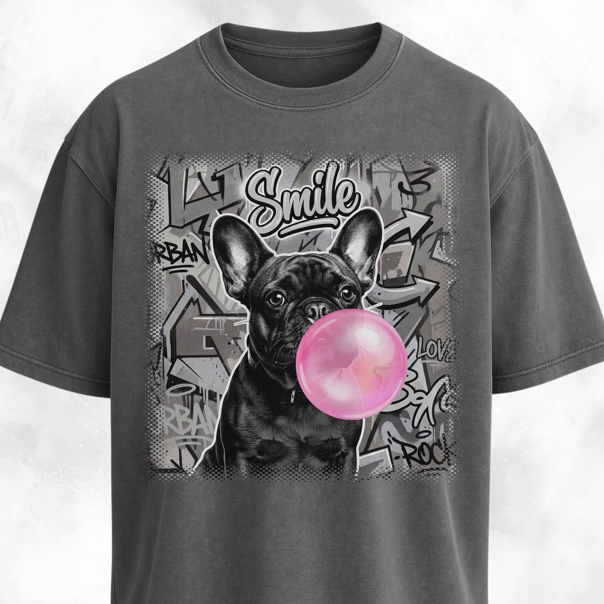 Pink Bubble Gum Black Frenchie T Shirt Gift For Dog Lover