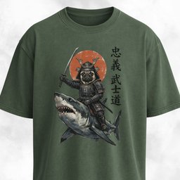 Samurai Pug Riding A Shark T Shirt Gift For Dog Lover
