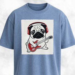Pug Playing The Guitar T Shirt Gift For Dog Lover