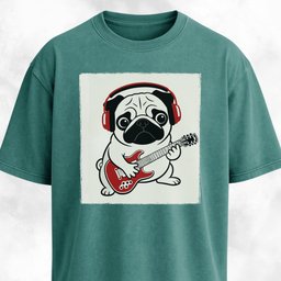 Pug Playing The Guitar T Shirt Gift For Dog Lover