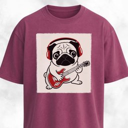 Pug Playing The Guitar T Shirt Gift For Dog Lover