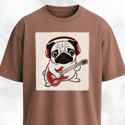 Pug Playing The Guitar T Shirt Gift For Dog Lover
