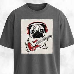 Pug Playing The Guitar T Shirt Gift For Dog Lover