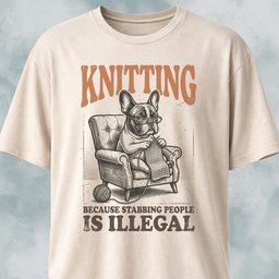 Knitting Frenchie T Shirt Gift For Dog Lover