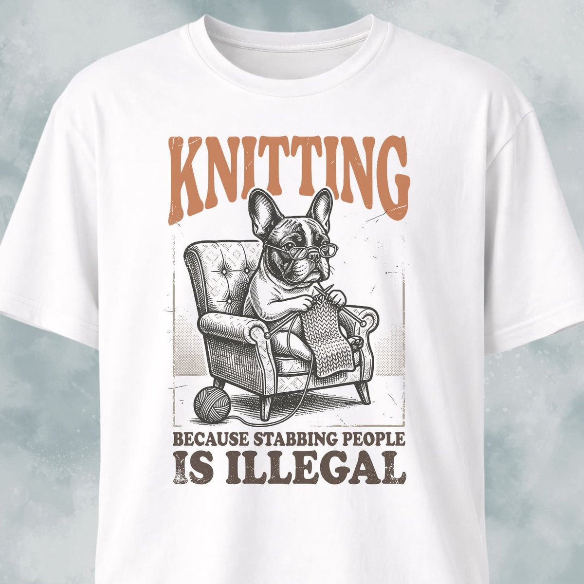 Knitting Frenchie T Shirt Gift For Dog Lover