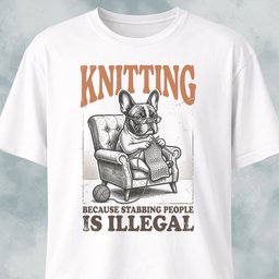 Knitting Frenchie T Shirt Gift For Dog Lover