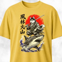 Samurai Husky Riding A Shark T Shirt Gift For Dog Lover