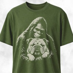 Sasquatch Hugging Bulldog T Shirt Gift For Dog Lover
