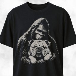 Sasquatch Hugging Bulldog T Shirt Gift For Dog Lover