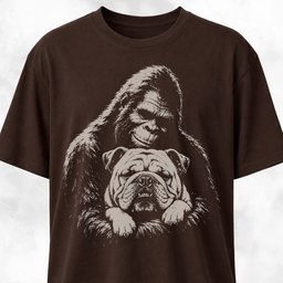 Sasquatch Hugging Bulldog T Shirt Gift For Dog Lover