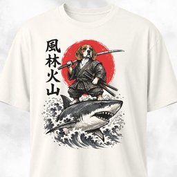 Samurai Beagle Riding A Shark T Shirt Gift For Dog Lover