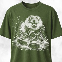 Pomeranian Playing Hockey T Shirt Gift For Dog Lover