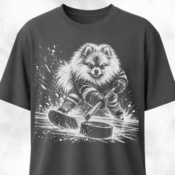 Pomeranian Playing Hockey T Shirt Gift For Dog Lover