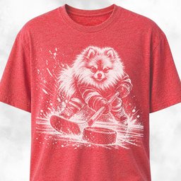 Pomeranian Playing Hockey T Shirt Gift For Dog Lover