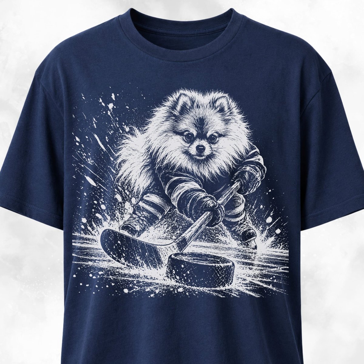 Pomeranian Playing Hockey T Shirt Gift For Dog Lover