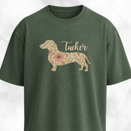 Personalized Floral Doxie T Shirt Gift For Dog Lover