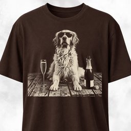 Golden Retriever With Champagne T Shirt Gift For Dog Lover