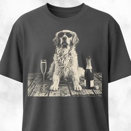 Golden Retriever With Champagne T Shirt Gift For Dog Lover