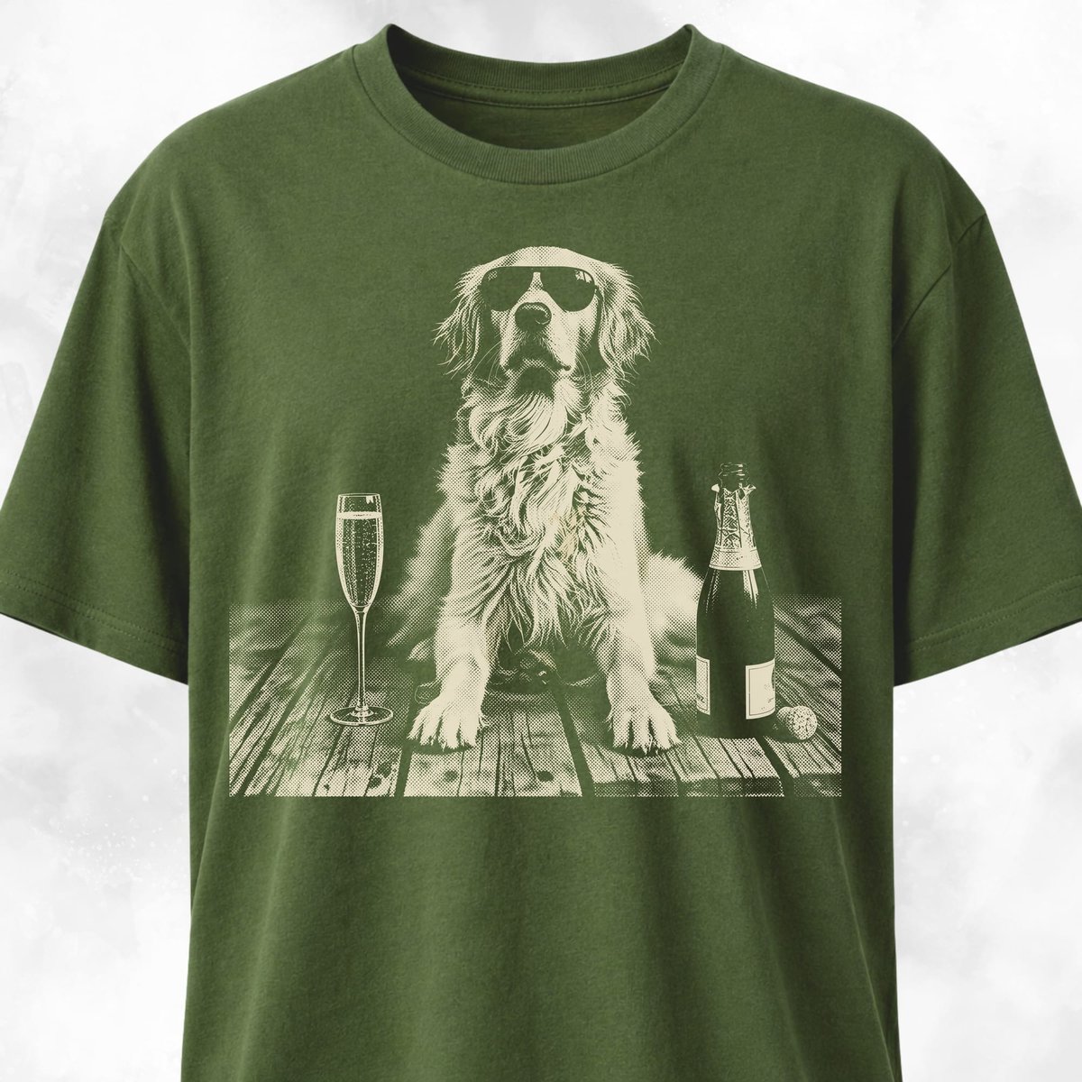 Golden Retriever With Champagne T Shirt Gift For Dog Lover