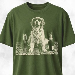 Golden Retriever With Champagne T Shirt Gift For Dog Lover