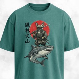 Samurai Frenchie Riding A Shark T Shirt Gift For Dog Lover