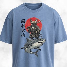 Samurai Frenchie Riding A Shark T Shirt Gift For Dog Lover