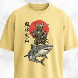 Samurai Frenchie Riding A Shark T Shirt Gift For Dog Lover