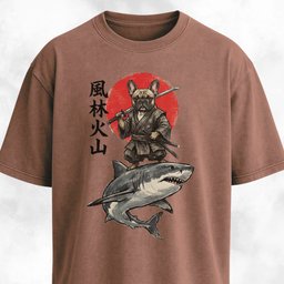 Samurai Frenchie Riding A Shark T Shirt Gift For Dog Lover