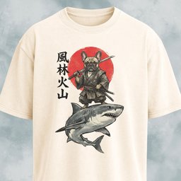 Samurai Frenchie Riding A Shark T Shirt Gift For Dog Lover
