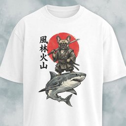 Samurai Frenchie Riding A Shark T Shirt Gift For Dog Lover