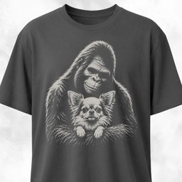 Sasquatch Hugging Chihuahua 2 T Shirt Gift For Dog Lover