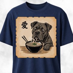Japanese Cane Corso Eating Ramen T Shirt Gift For Dog Lover