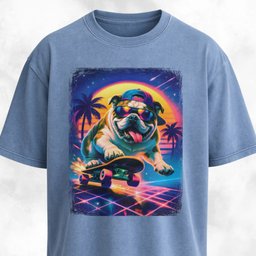 Retro Vintage Bulldog On A Skateboard T Shirt Gift For Dog Lover