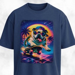 Retro Vintage Bulldog On A Skateboard T Shirt Gift For Dog Lover