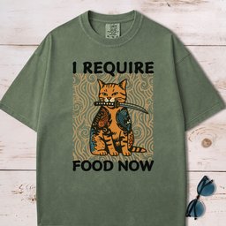I Require Food Now Samurai Cat T Shirt Gift For Cat Lover