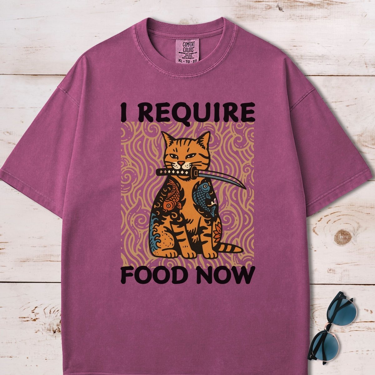 I Require Food Now Samurai Cat T Shirt Gift For Cat Lover