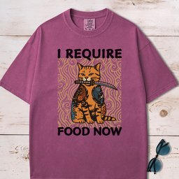 I Require Food Now Samurai Cat T Shirt Gift For Cat Lover