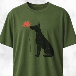 Red Flower Doberman T Shirt Gift For Dog Lover