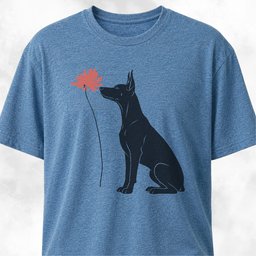Red Flower Doberman T Shirt Gift For Dog Lover