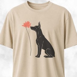 Red Flower Doberman T Shirt Gift For Dog Lover