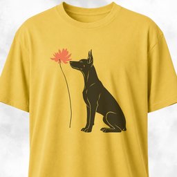 Red Flower Doberman T Shirt Gift For Dog Lover