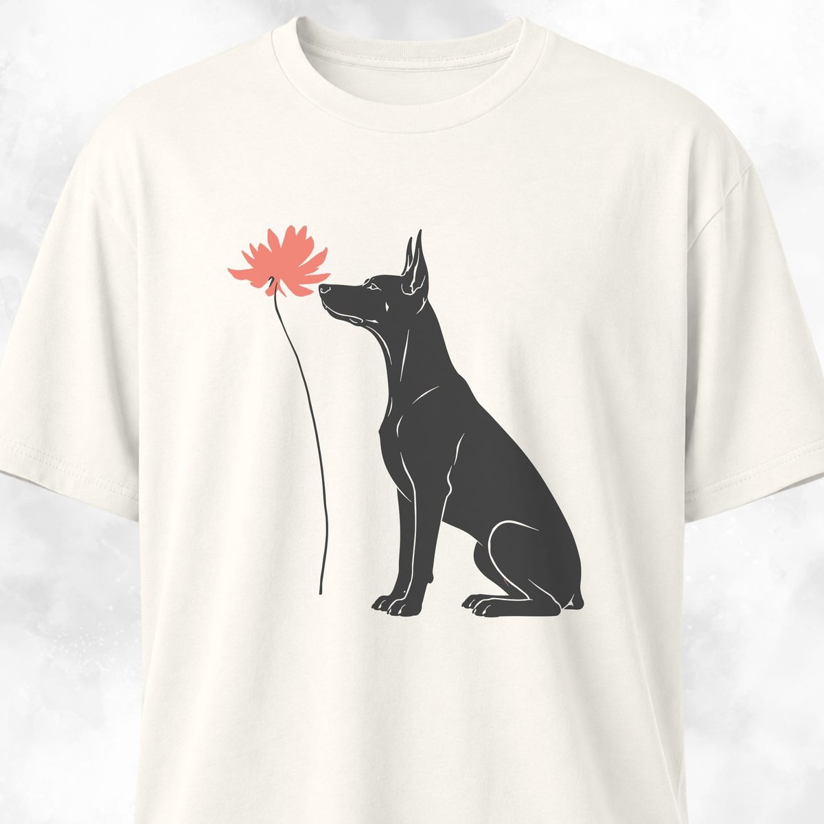 Red Flower Doberman T Shirt Gift For Dog Lover