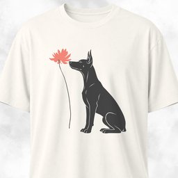 Red Flower Doberman T Shirt Gift For Dog Lover